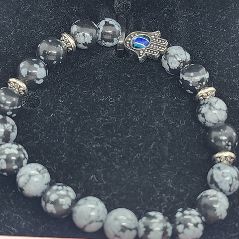 Brand New Hamsa  Snowflake Agate Bracelet