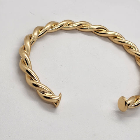 Brand New Brazilian 18k Gold Filled Twisted Cuff Bangle Bracelet