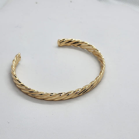 Brand New Brazilian 18k Gold Filled Twisted Bangle Cuff Bracelet