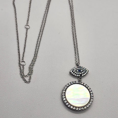 Brand New Sterling Silver 925 Evil Eye Round Necklace