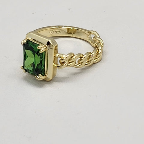 Brand New Sterling Silver 925 Green Gemstone Twist Ring