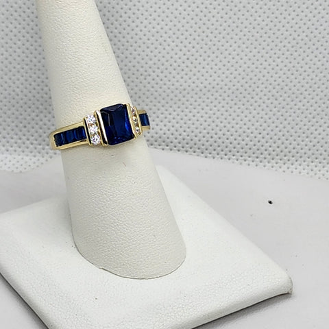 Brand New Sterling Silver 925 Blue Gemstones Ring