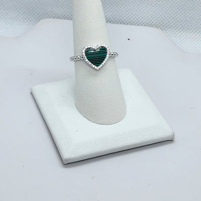 Brand New Sterling Silver 925 Green Heart Ring