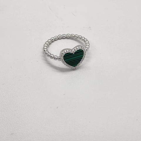 Brand New Sterling Silver 925 Green Heart Ring