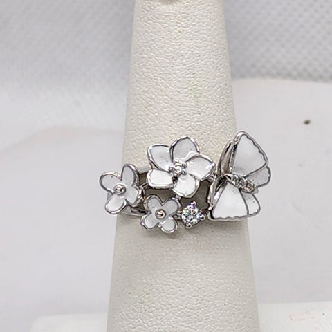 Brand New Sterling Silver 925 Butterfly Flowers Ring