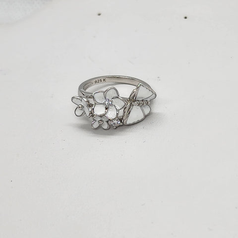 Brand New Sterling Silver 925 Butterfly Flowers Ring