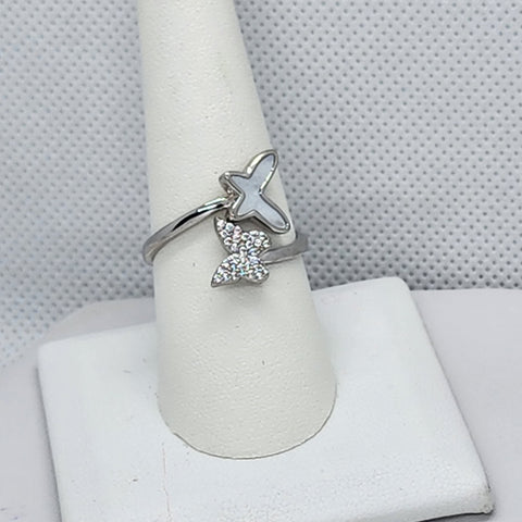 Brand New Sterling Silver 925 Double Butterfly Ring