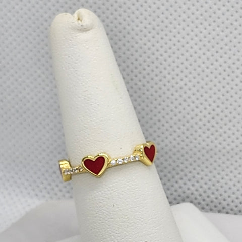 Brand New Sterling Silver 925 Multi Red Heart Ring