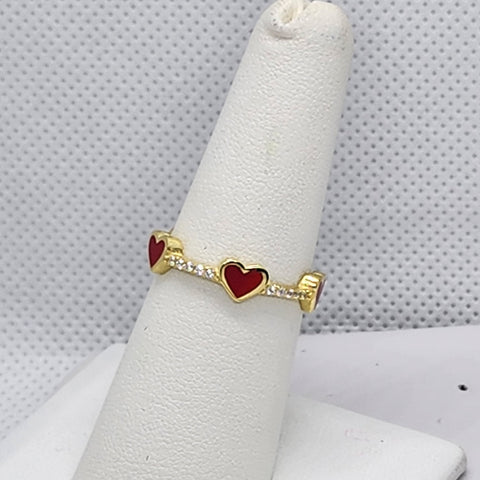 Brand New Sterling Silver 925 Multi Red Heart Ring