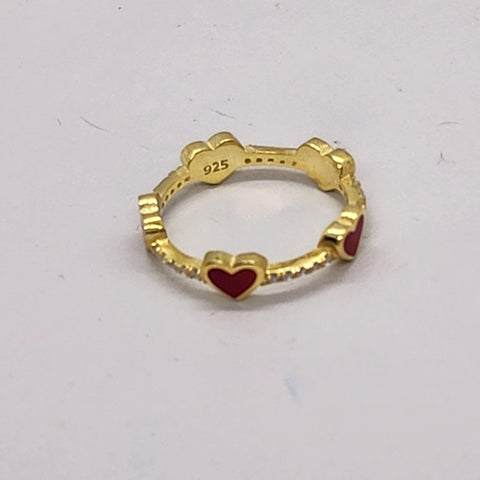 Brand New Sterling Silver 925 Multi Red Heart Ring