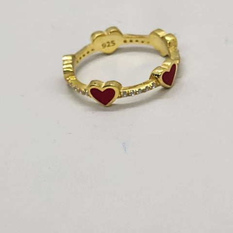 Brand New Sterling Silver 925 Multi Red Heart Ring