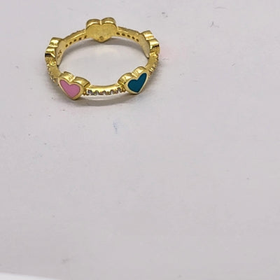 Brand New Sterling Silver 925 Multi Color Heart Ring