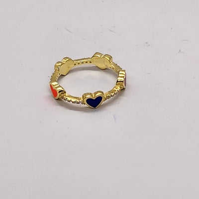 Brand New Sterling Silver 925 Multi Color Heart Ring