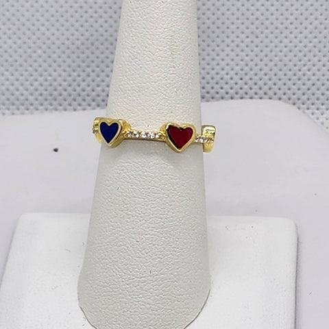 Brand New Sterling Silver 925 Multi Color Heart Ring