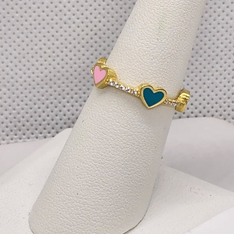 Brand New Sterling Silver 925 Multi Color Heart Ring