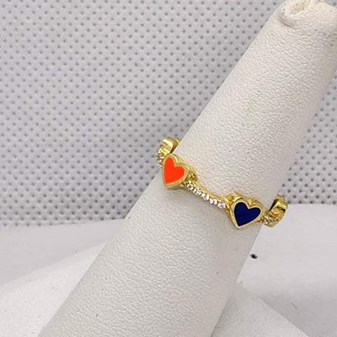 Brand New Sterling Silver 925 Multi Color Heart Ring