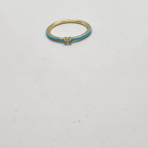 Brand New Sterling Silver 925 Light Blue enamel Ring / band