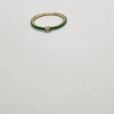 Brand New Sterling Silver 925 Green enamel Ring / band