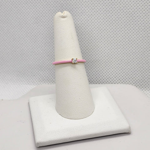 Brand New Sterling Silver 925 Light Pink enamel Ring / band
