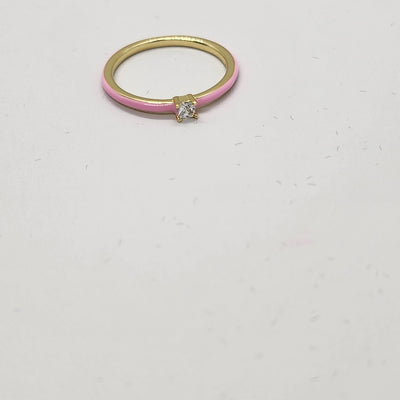 Brand New Sterling Silver 925 Light Pink enamel Ring / band