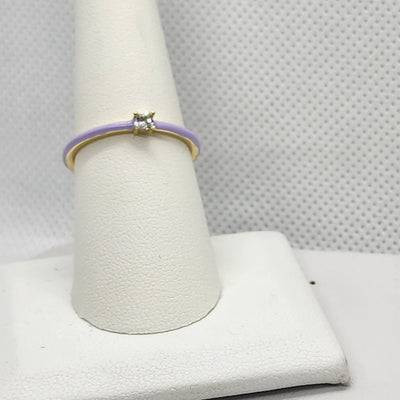 Brand New Sterling Silver 925 Light Purple enamel Ring / band