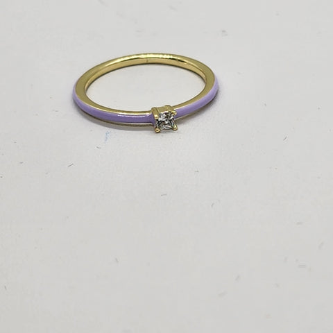 Brand New Sterling Silver 925 Light Purple enamel Ring / band