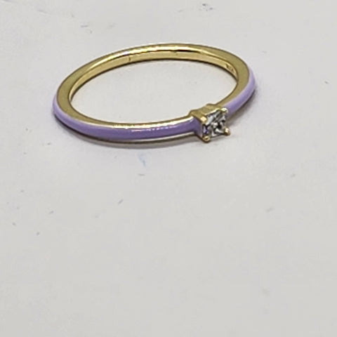 Brand New Sterling Silver 925 Light Purple enamel Ring / band