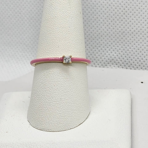 Brand New Sterling Silver 925 PINK enamel Ring / band