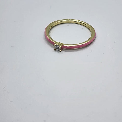 Brand New Sterling Silver 925 PINK enamel Ring / band