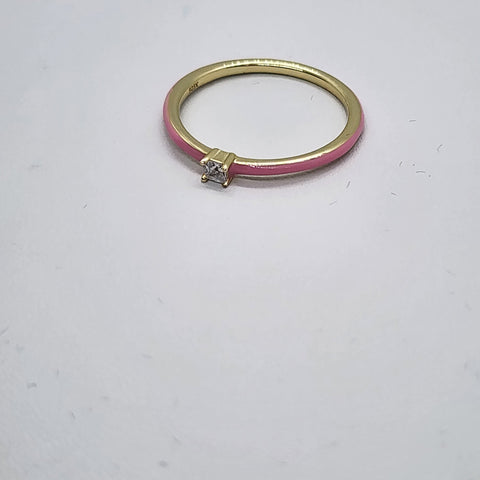 Brand New Sterling Silver 925 PINK enamel Ring / band