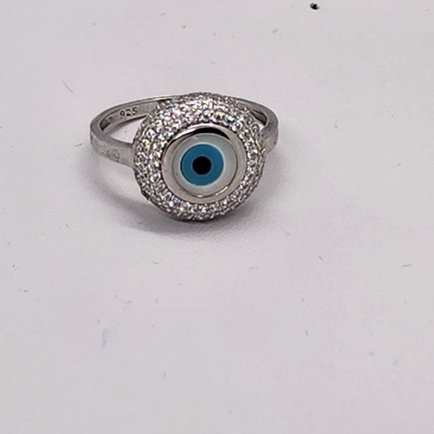 Brand New Sterling Silver 925 Blue Evil Eye Ring