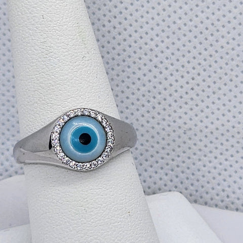 Brand New Sterling Silver 925 Blue Evil Eye Ring