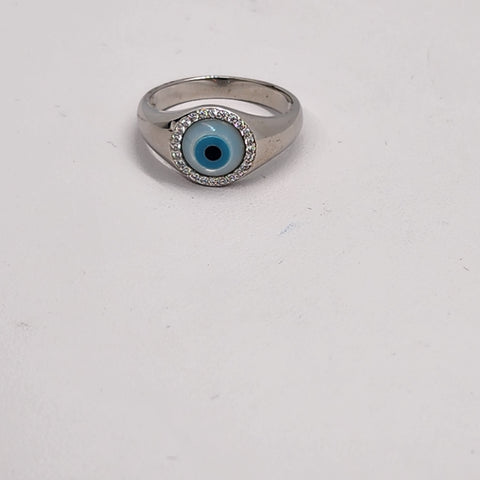 Brand New Sterling Silver 925 Blue Evil Eye Ring