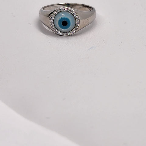 Brand New Sterling Silver 925 Blue Evil Eye Ring