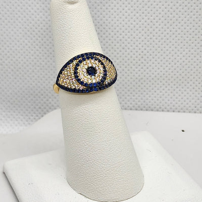 Brand New Sterling Silver 925 Blue Evil Eye Ring