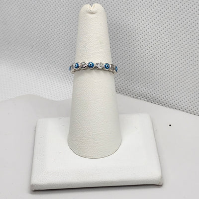 Brand New Sterling Silver 925 light Blue Evil Eye Ring