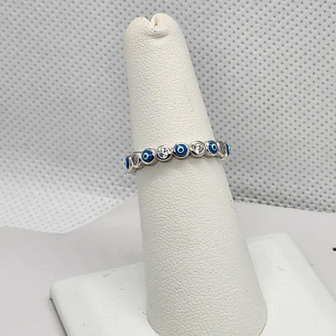 Brand New Sterling Silver 925 light Blue Evil Eye Ring