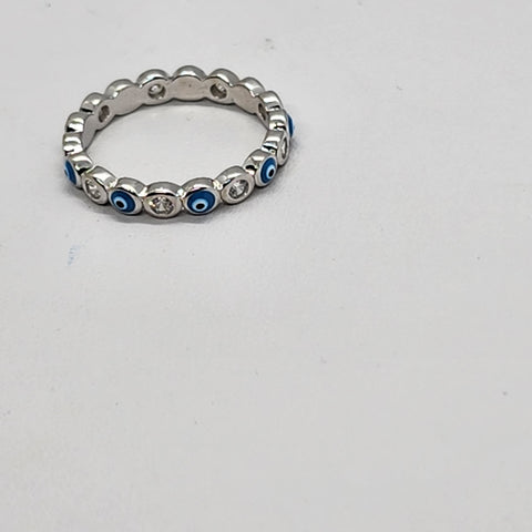 Brand New Sterling Silver 925 light Blue Evil Eye Ring