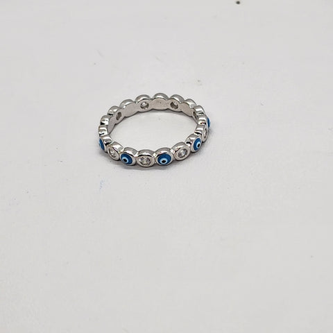 Brand New Sterling Silver 925 light Blue Evil Eye Ring