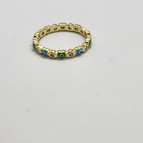 Brand New Sterling Silver 925 Blue Green Evil Eye Ring