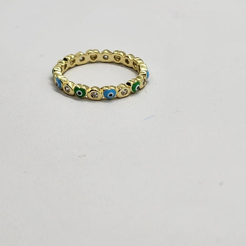 Brand New Sterling Silver 925 Blue Green Evil Eye Ring