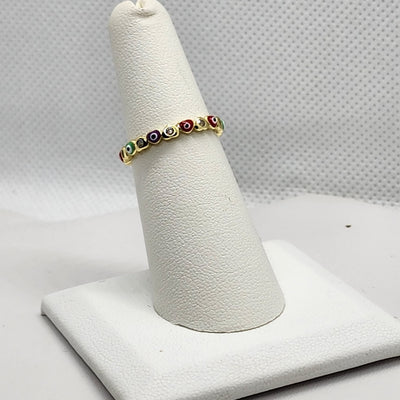 Brand New Sterling Silver 925 Multi Color  Evil Eye Ring