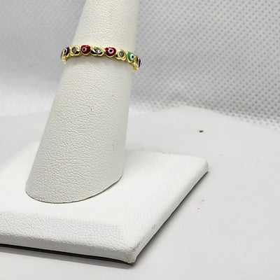 Brand New Sterling Silver 925 Multi Color  Evil Eye Ring