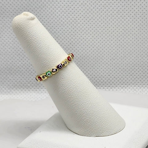 Brand New Sterling Silver 925 Multi Color  Evil Eye Ring