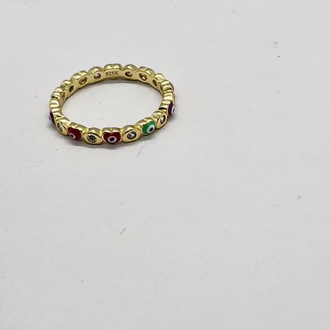 Brand New Sterling Silver 925 Multi Color  Evil Eye Ring