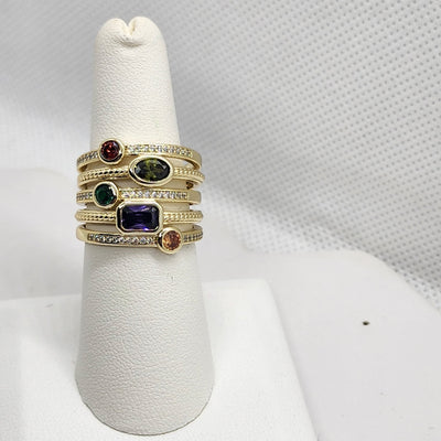 Brand New Sterling Silver 925 Multi Colors Gemstones Ring