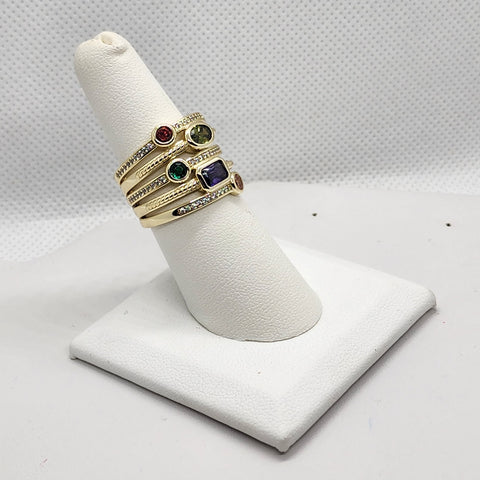 Brand New Sterling Silver 925 Multi Colors Gemstones Ring