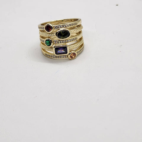 Brand New Sterling Silver 925 Multi Colors Gemstones Ring