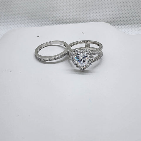 Brand New Sterling Silver 925 2pc Heart Ring