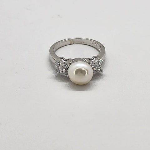 Brand New Sterling Silver 925 Pearl Gemstones Ring